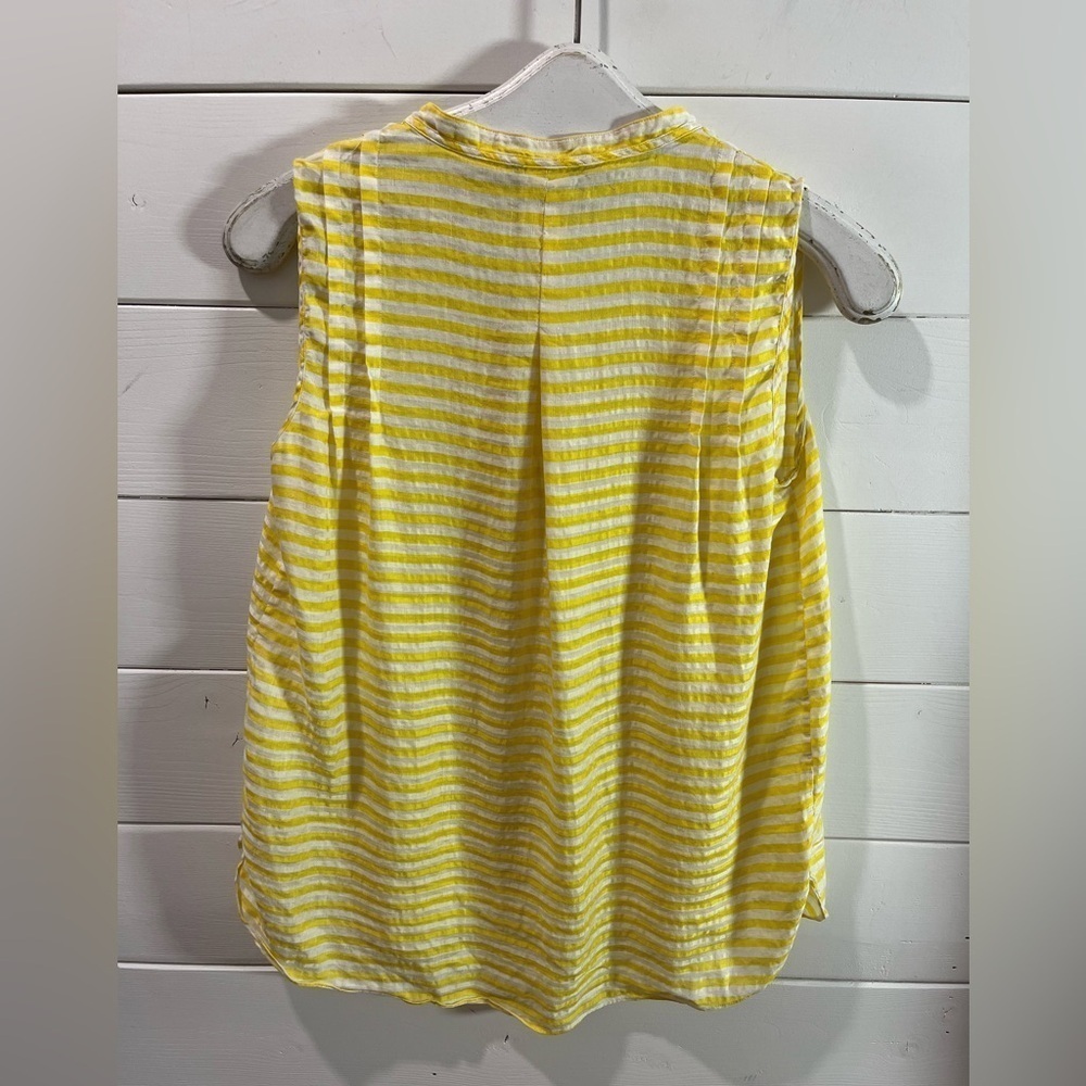MASSIMO DUTTI – Sleeveless Yellow & White Striped Blouse – Size 38 (US 6) - Picture 7 of 9